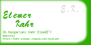 elemer kahr business card